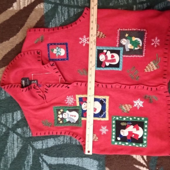 Studio Red Festive Snowman Vest Holiday Christmas Womens Suze Large - Picture 8 of 10